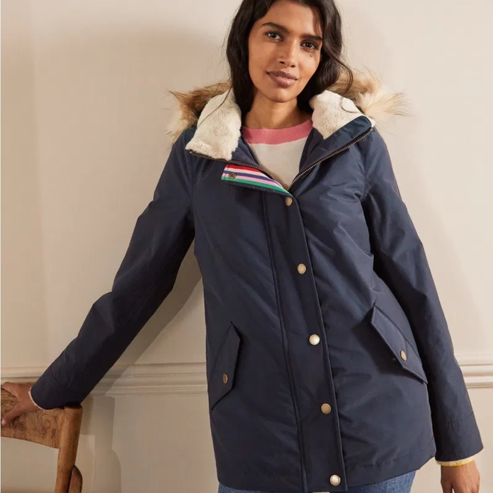 Boden women's Navy Parka Coat.